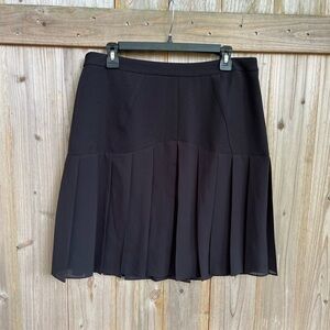 NWOT Kasper Black Skater Mini Skirt Pleats Lined Size 12P